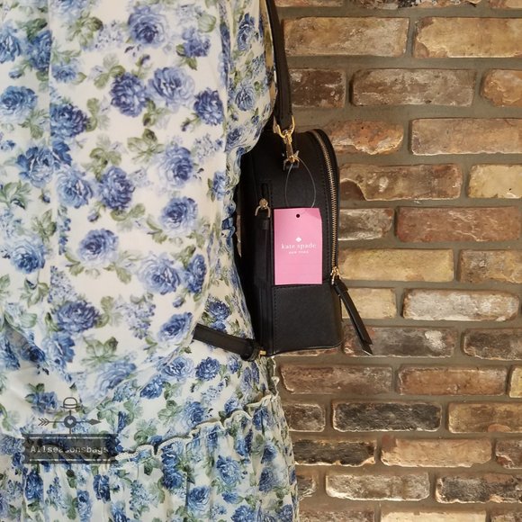 Kate Spade Mini Convertible Backpack BLACK Leather - Picture 4 of 12